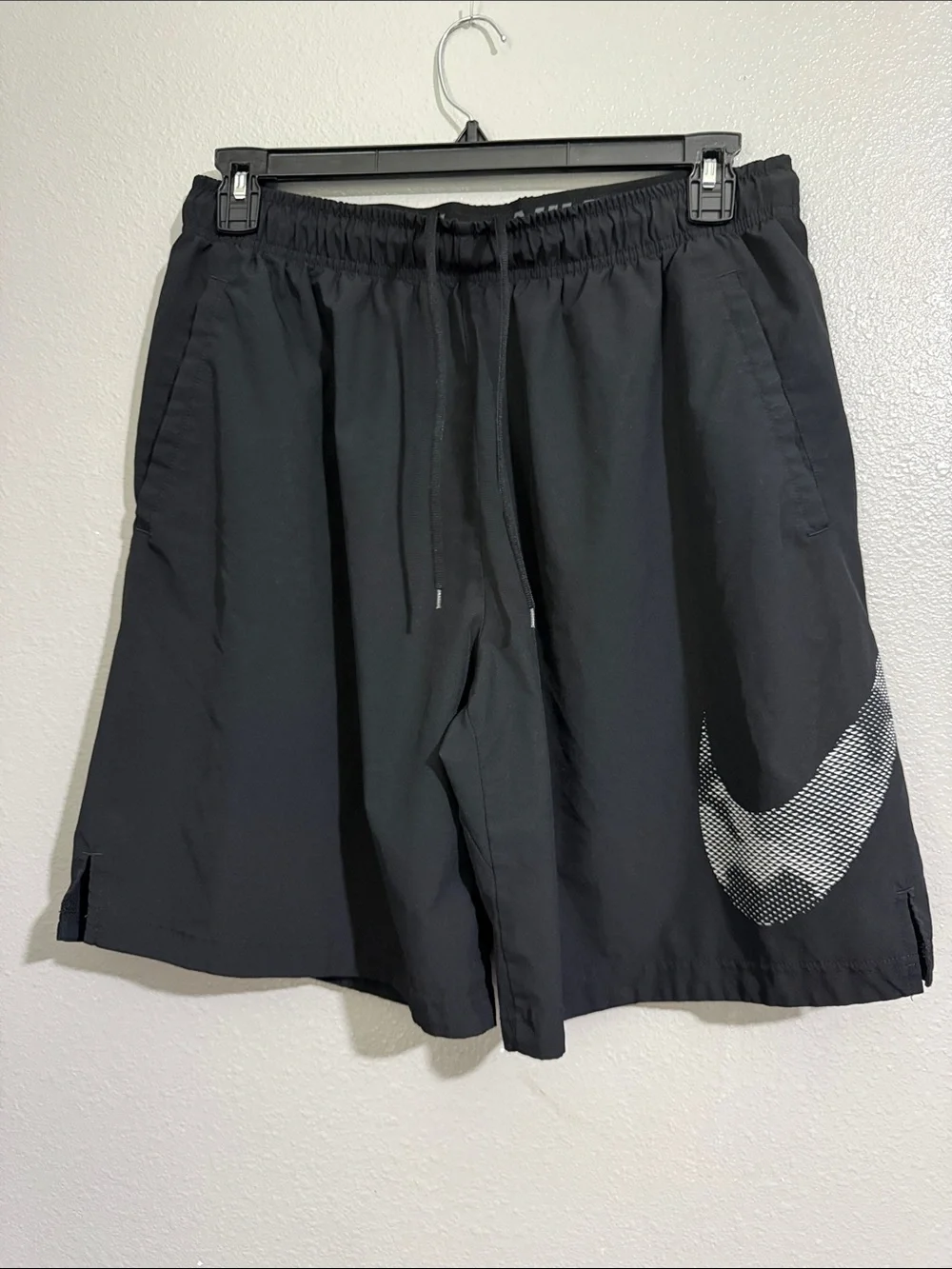 Nike Men’s Black Athletic Shorts with White Swoosh